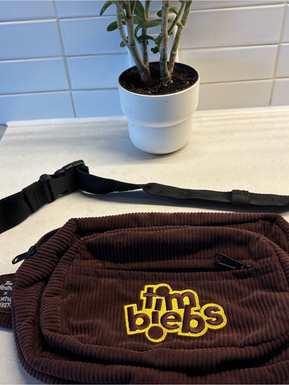TimBiebs Belt Bag- Justin Bieber x Tim Hortons Collab- Brown & Yellow- Adjusts